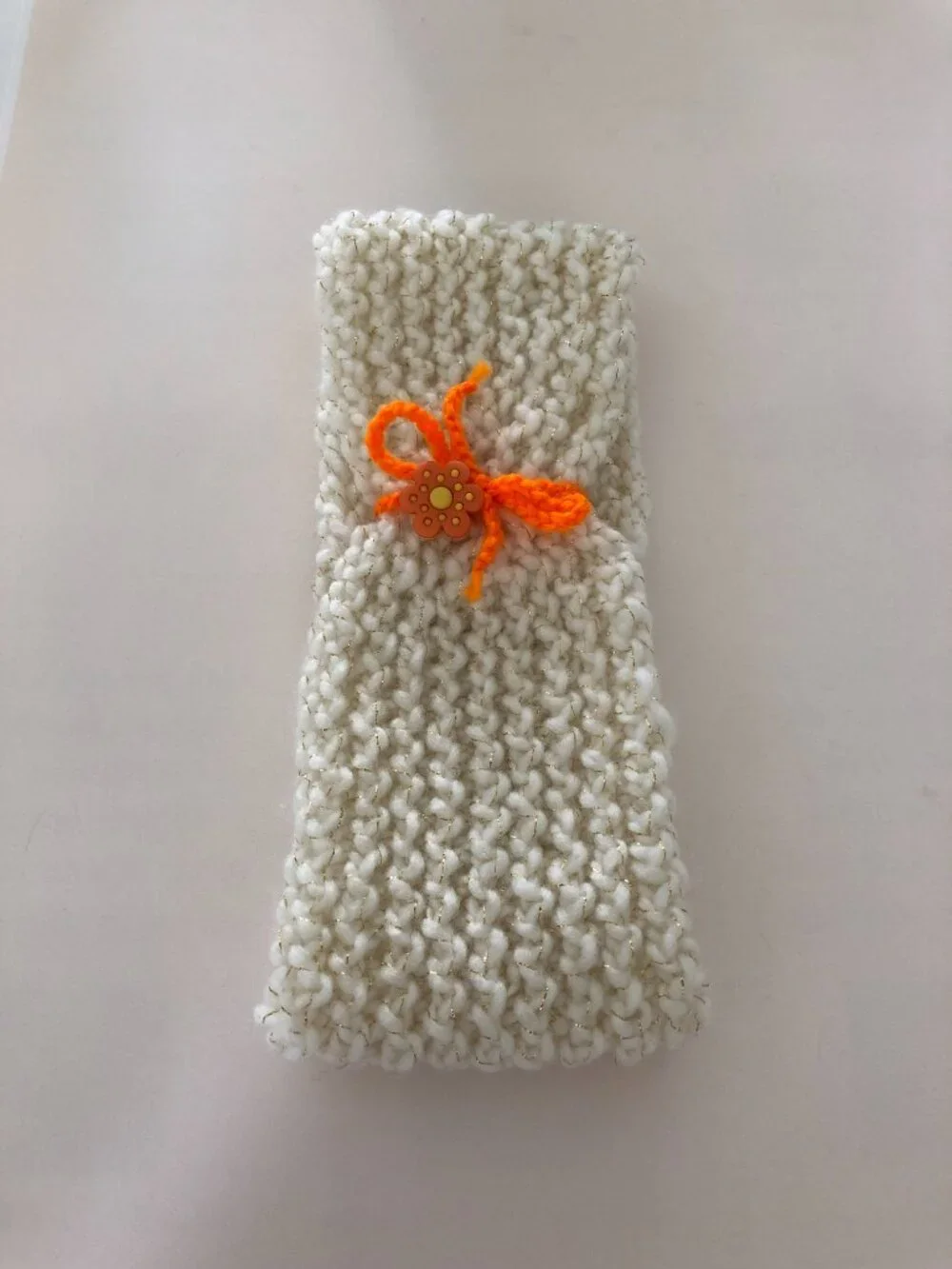 Knitted headband, Ear warmer with flower button